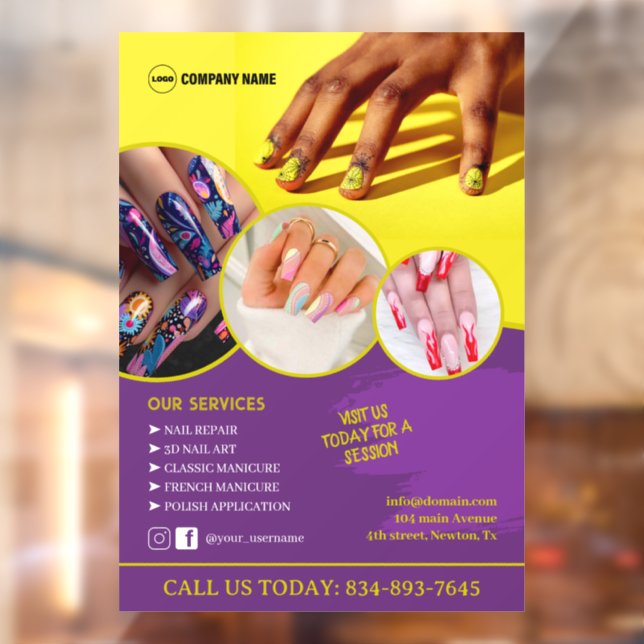 Nail Salon Services Custom Window Cling (Sheet 2)