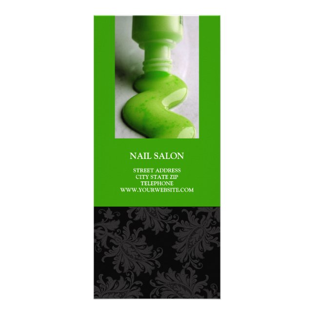 Nail Salon Services Price List {Lime Green} Rack Card (Front)