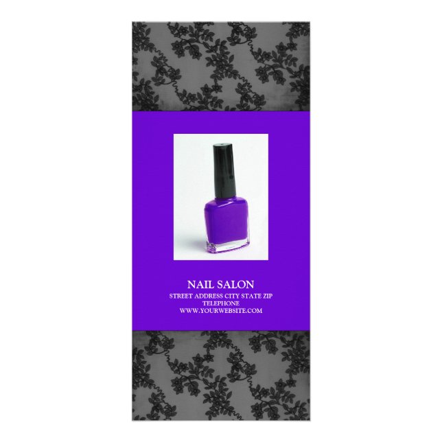 Nail Salon Services Price List {Purple} Rack Card (Front)