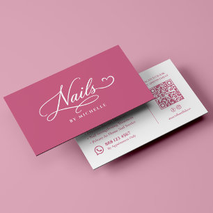 Nail Salon Spa Elegant Pink Script Manicurist Business Card
