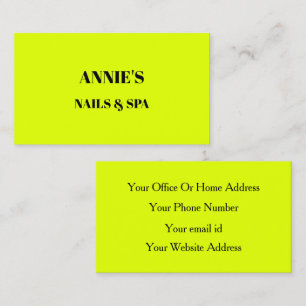 Nail Salon Spa Fluorescent Neon Yellow Black Cool Business Card