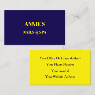 Nail Salon Spa Fluorescent Neon Yellow Navy Blue Business Card