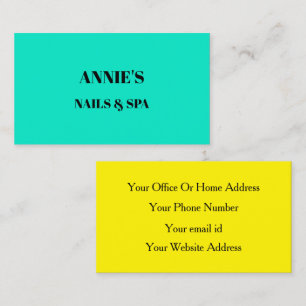 Nail Salon Spa Fluorescent Neon Yellow Teal Blue Business Card