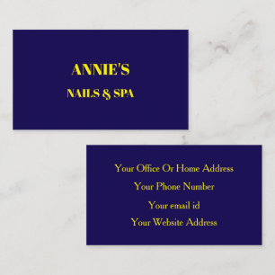 Nail Salon Spa Navy Blue Fluorescent Neon Yellow Business Card