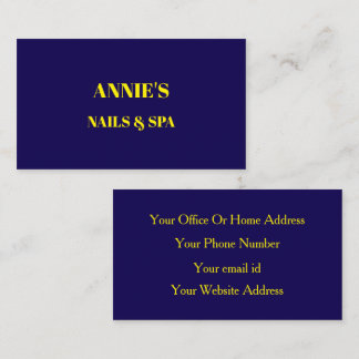 Nail Salon Spa Navy Blue Fluorescent Neon Yellow  Business Card