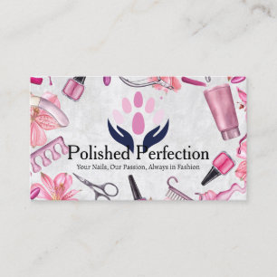 Nail Salon Tools   Manicured Polished Beauty Logo Business Card