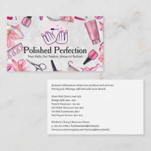 Nail Salon Tools   Manicured Polished Hands Logo Business Card