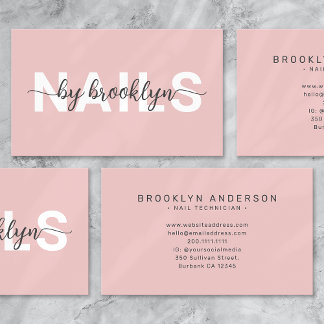 Nail Salon Typography Blush Pink Business Card