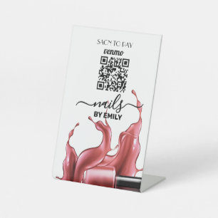 Nail Salon Venmo QR Code Payment   Scan to Pay  Pedestal Sign