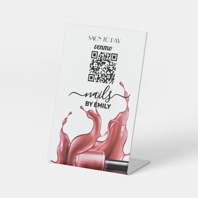 Nail Salon Venmo QR Code Payment | Scan to Pay  Pedestal Sign (Front)