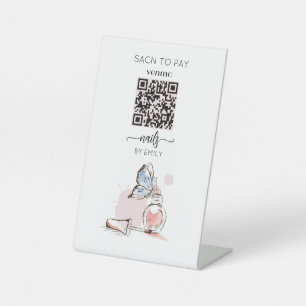 Nail Salon Venmo QR Code Payment   Scan to Pay  Pedestal Sign
