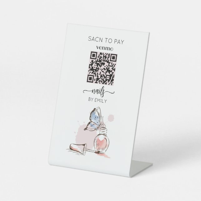 Nail Salon Venmo QR Code Payment | Scan to Pay  Pedestal Sign (Front)