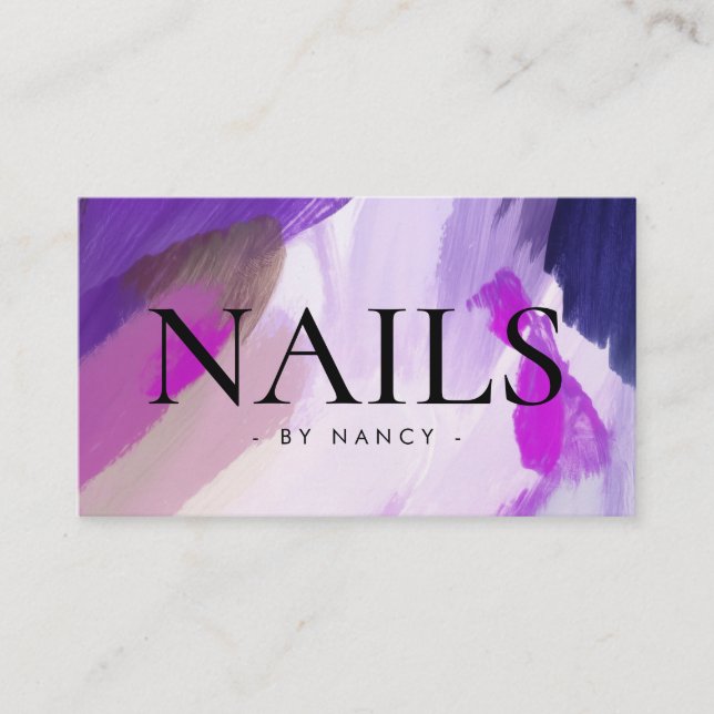 Nail Salon Watercolor Paint Splatter  Business Card (Front)