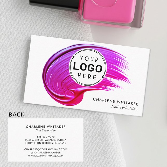 Nail Salon Your Logo Pink Polish Business Card (Creator Uploaded)