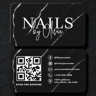 Nail Specialist Artist Black QR Code  Business Card