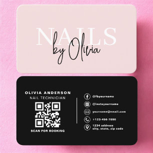 Nail Specialist Artist QR Code Pink Business Card
