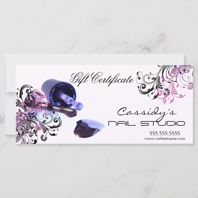 Nail Studio and Salon Gift Certificate (Front)