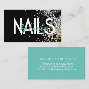 Nail Studio Designer Galaxy Art Teal Black Business Card