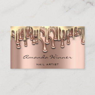 Nail Studio Drip Rose Gold QR Code Logo Wax Body  Business Card