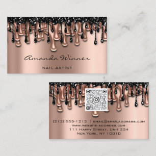 Nail Studio Drips Rose QR Code Logo Wax Body Care  Business Card