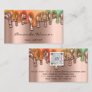 Nail Studio Drips Rose QR Logo Wax Body Care  Business Card