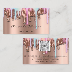 Nail Studio Drips Rose QR Logo Wax Epilation Pink Business Card