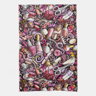Nail Studio Pattern Tea Towel