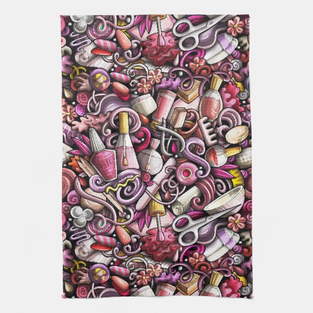 Nail Studio Pattern Tea Towel (Vertical)