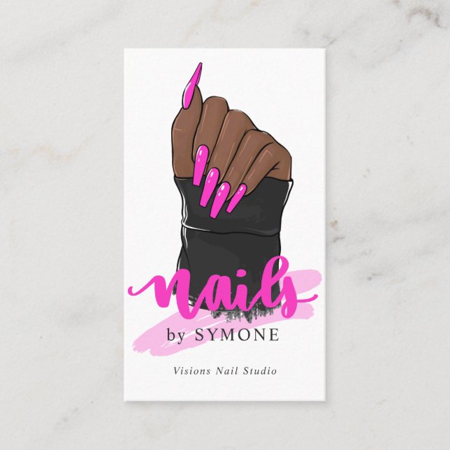 Nail Tech Artist Nail Designer Nail Salon Logo Bus Business Card (Front)