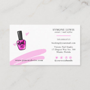 Nail Tech Artist   Nails Designer Pretty Salon Bus Business Card
