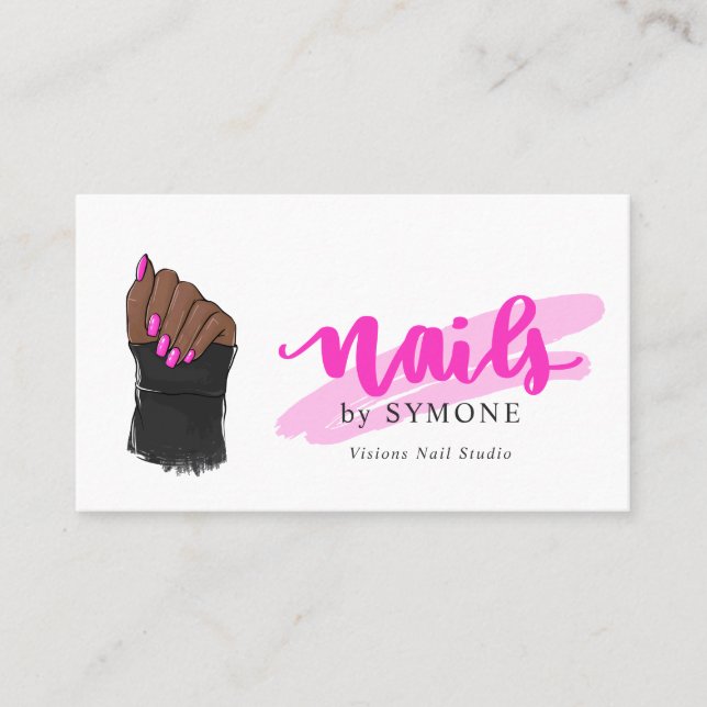 Nail Tech Artist | Nails Designer Pretty Salon Business Card (Front)