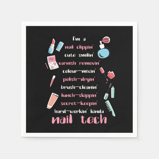 Nail Tech Beautician Fingernails Nail Tech Gift Napkin (Front)
