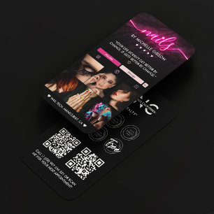 Nail Tech Black Pink Neon Nail Artist Manicurist Business Card
