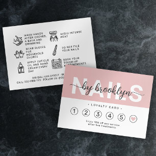 Nail Tech Blush Pink Script Loyalty Card