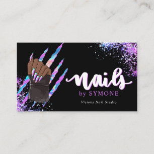 Nail Tech Bold Holographic Your Logo Business Card