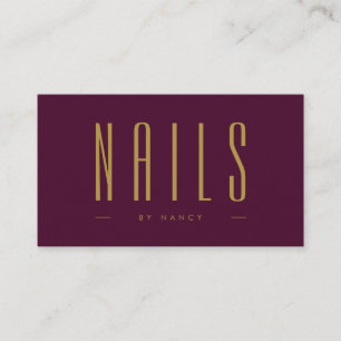 Nail Tech Burgundy And Gold Modern Nail Salon Business Card