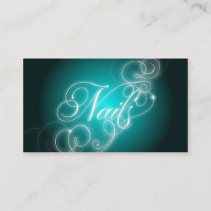 Nail Tech Business Card Elegant Flourish Glow