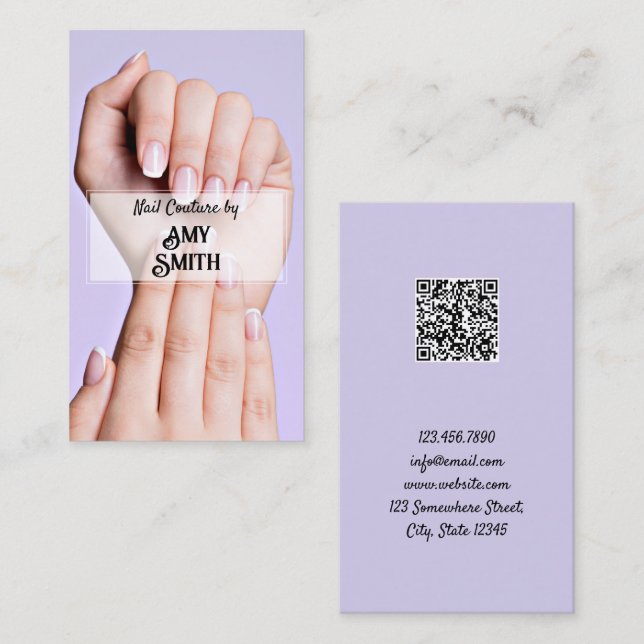 Nail Tech Custom QR Business Card (Front/Back)
