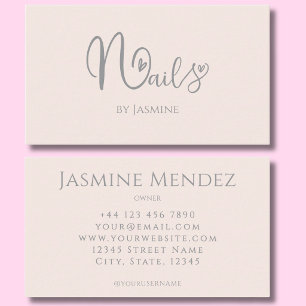 Nail Tech Earthy Champagne Pink Manicurie Salon Business Card