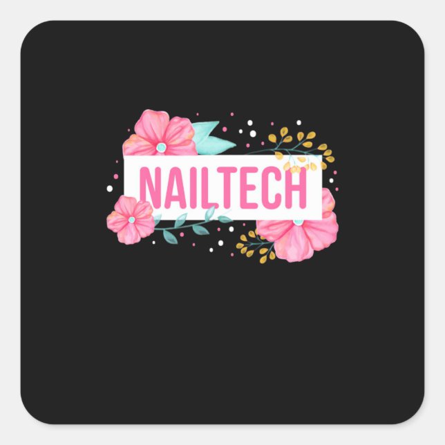 Nail Tech Flower Square Sticker (Front)