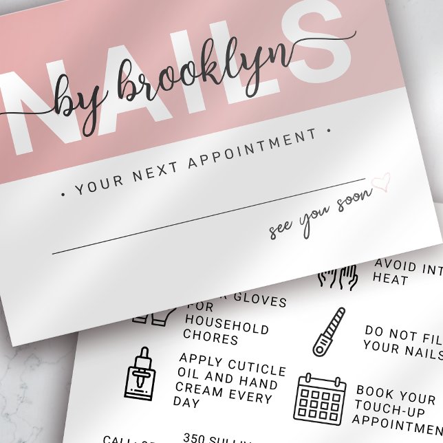 Nail Tech Gel Polish Aftercare Appointment Card (Creator Uploaded)