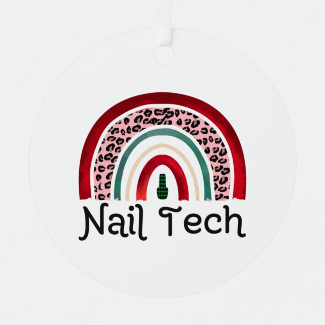 Nail tech gift- Christmas rainbow Metal Tree Decoration (Front)
