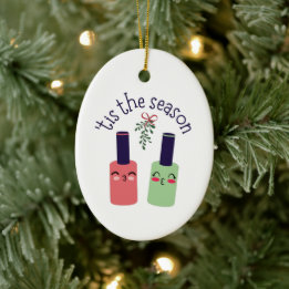 Nail tech gift- Nail polish kissing Ceramic Tree Decoration