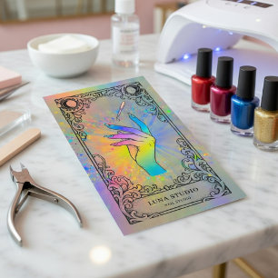 Nail Tech   Holographic Celestial Nail Studio Business Card