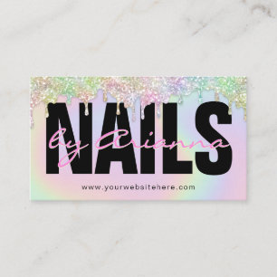 Nail Tech Holographic Glitter Nail Polish Drip Business Card