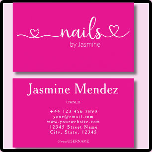 Nail Tech Hot Pink Professional Manicurie Salon Business Card