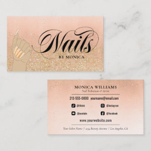 Nail Tech Manicurist Golden Glam Salon Business Business Card