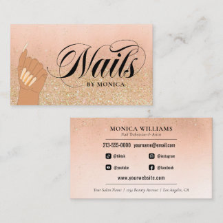Nail Tech Manicurist Golden Glam Salon Business Card