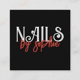 Nail Tech Nail Art Black Square Business Card