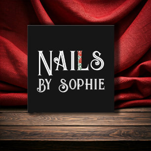 Nail Tech Nail Art Black  Square Business Card